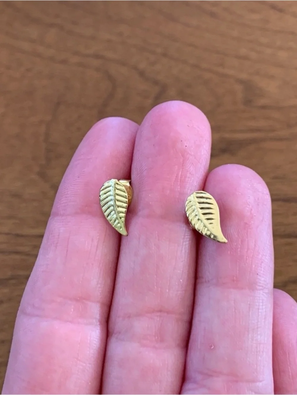 Gold Leaf Stud Earrings - Kids Jewelry
